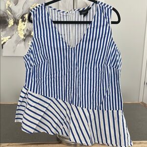 Ashley Stewart Blue and White Striped Blouse